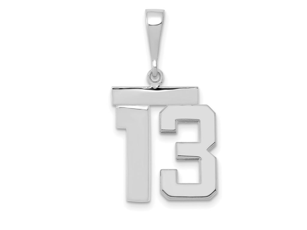 FJC Finejewelers 14 kt White Gold Medium Polished Number 13 Charm