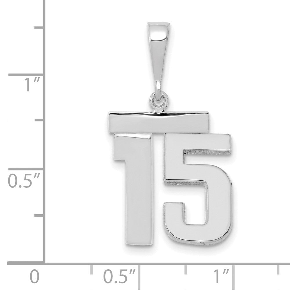 FJC Finejewelers 14 kt White Gold Medium Polished Number 15 Charm