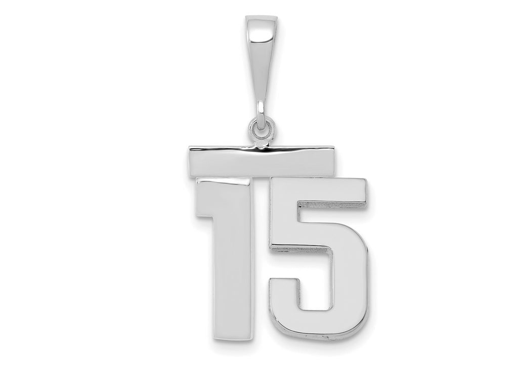FJC Finejewelers 14 kt White Gold Medium Polished Number 15 Charm