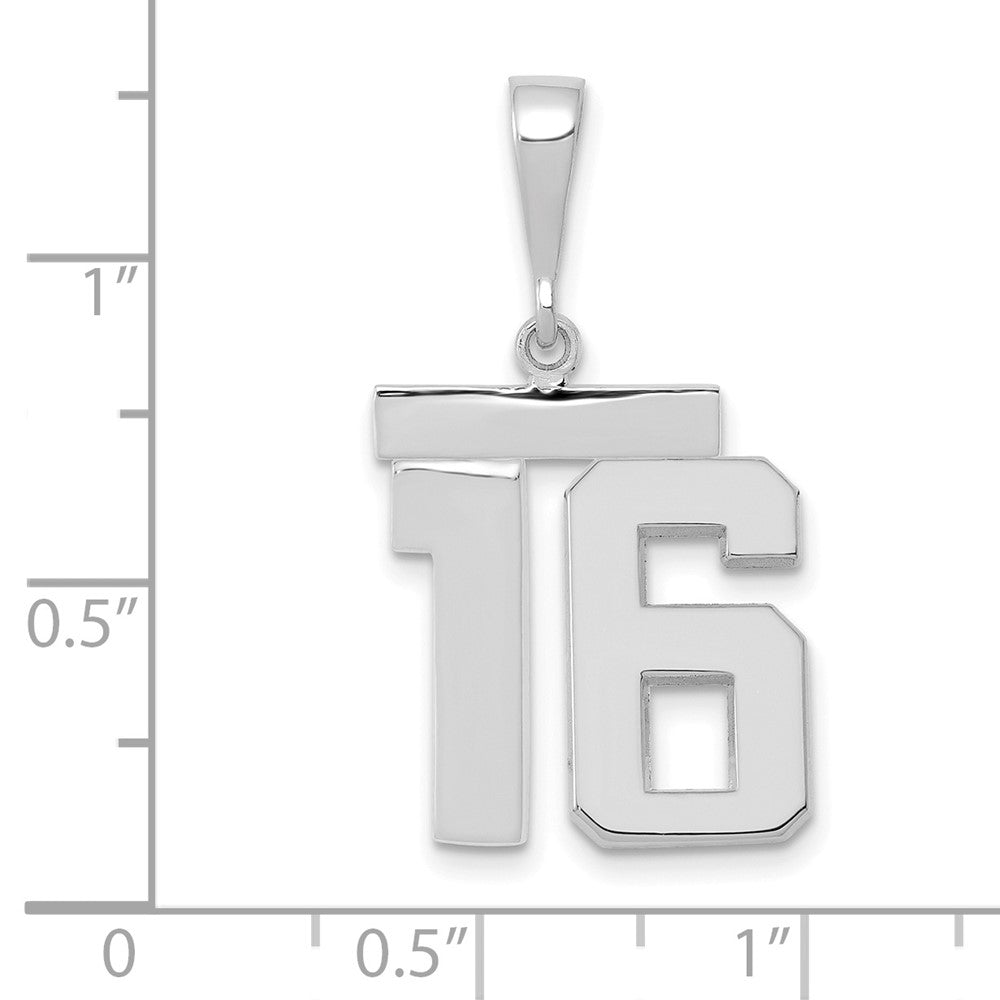 FJC Finejewelers 14 kt White Gold Medium Polished Number 16 Charm