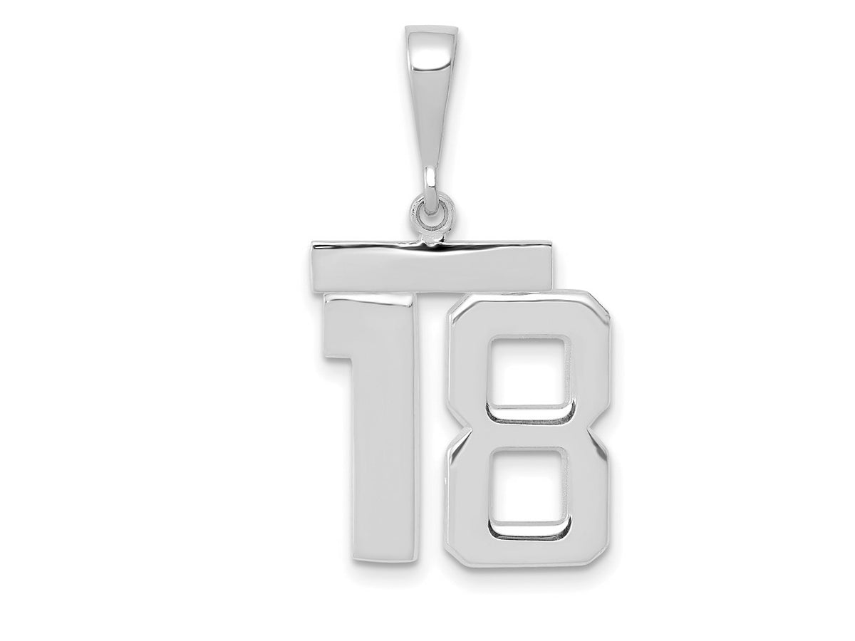 FJC Finejewelers 14 kt White Gold Medium Polished Number 18 Charm