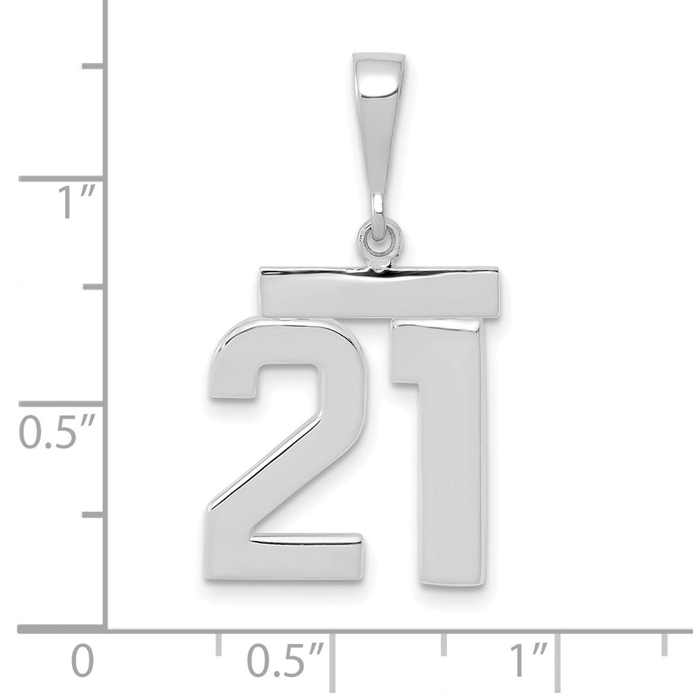 FJC Finejewelers 14 kt White Gold Medium Polished Number 21 Charm