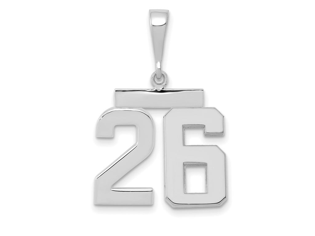 FJC Finejewelers 14 kt White Gold Medium Polished Number 26 Charm