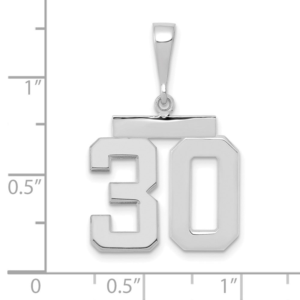 FJC Finejewelers 14 kt White Gold Medium Polished Number 30 Charm