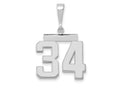 FJC Finejewelers 14 kt White Gold Medium Polished Number 34 Charm