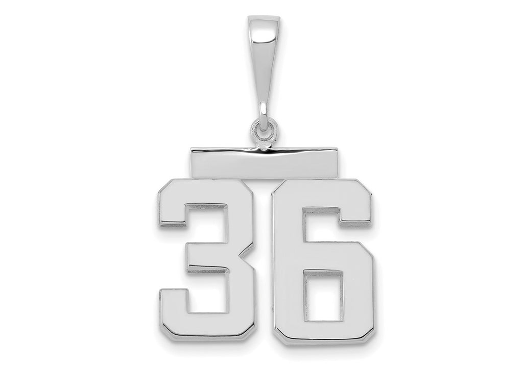 FJC Finejewelers 14 kt White Gold Medium Polished Number 36 Charm