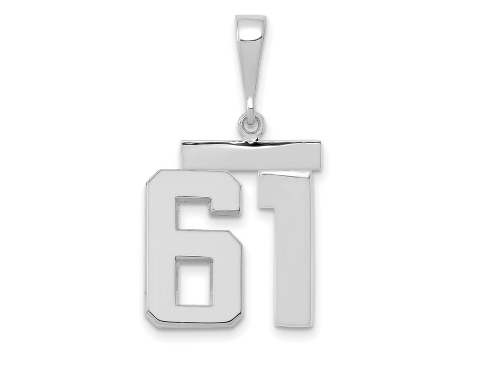 FJC Finejewelers 14 kt White Gold Medium Polished Number 61 Charm