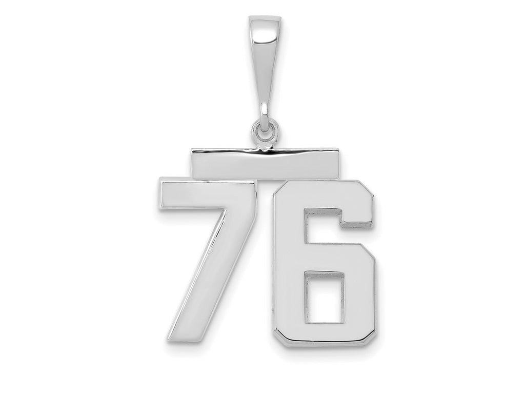 FJC Finejewelers 14 kt White Gold Medium Polished Number 76 Charm