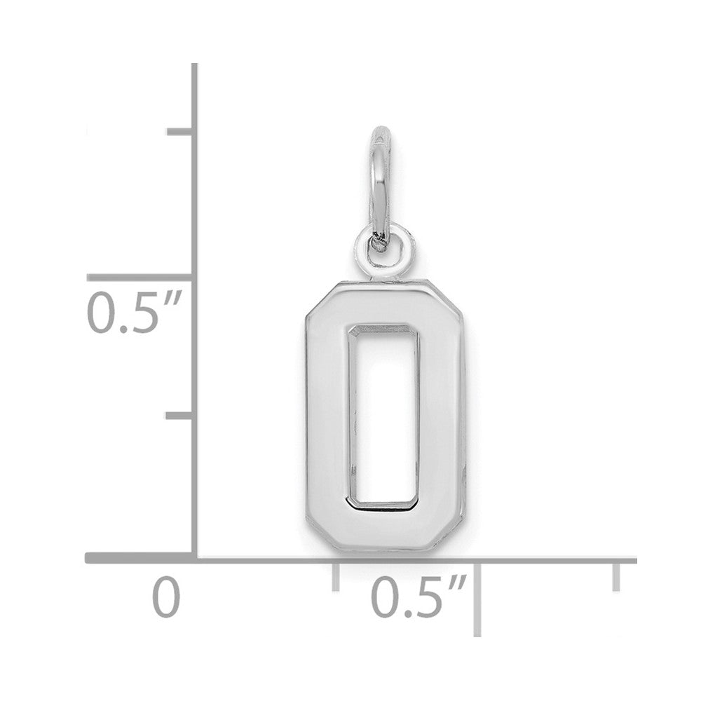 FJC Finejewelers 14 kt White Gold Small Polished Number 0 Charm 14 x 7 mm