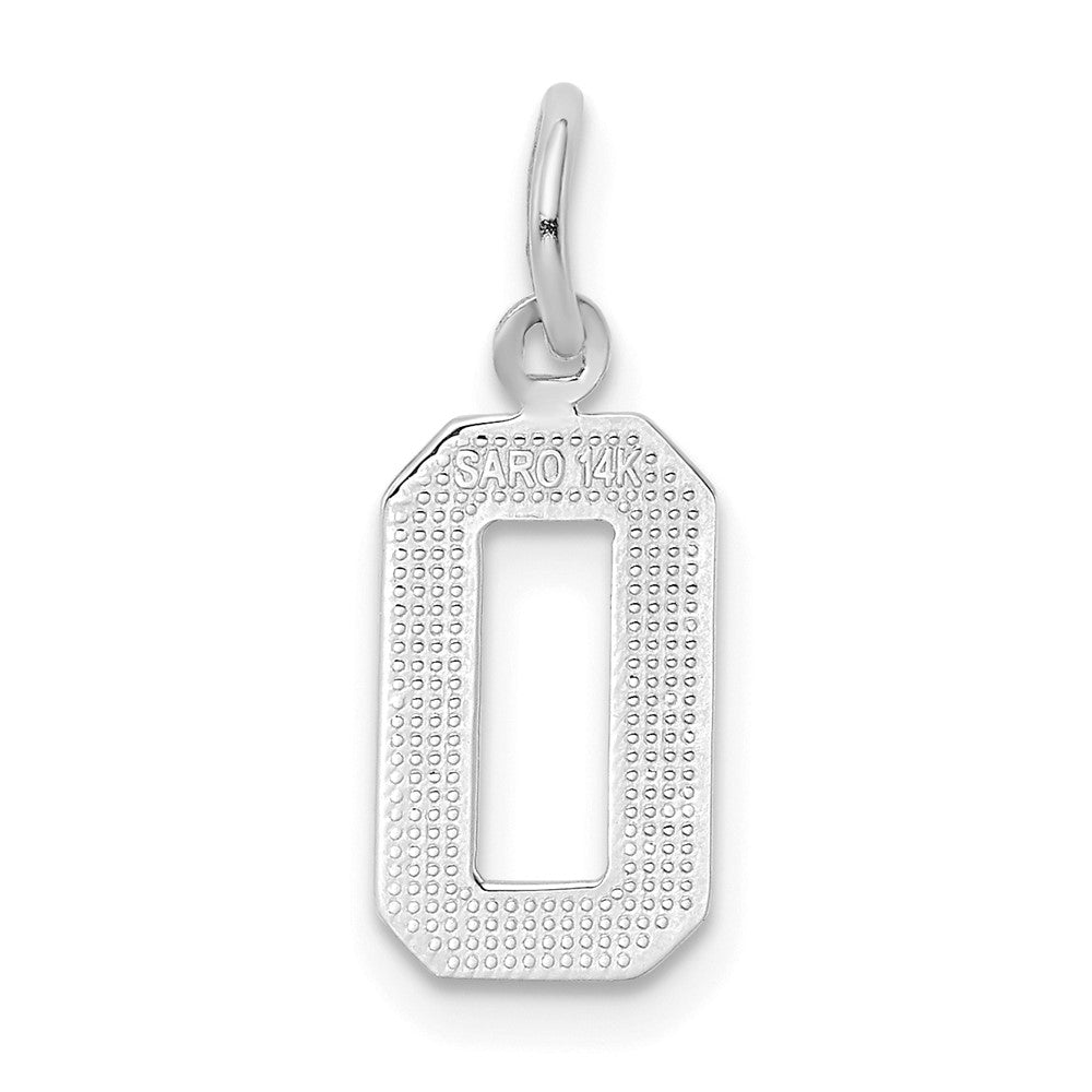 FJC Finejewelers 14 kt White Gold Small Polished Number 0 Charm 14 x 7 mm