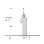 FJC Finejewelers 14 kt White Gold Small Polished Number 1 Charm 15 x 4 mm