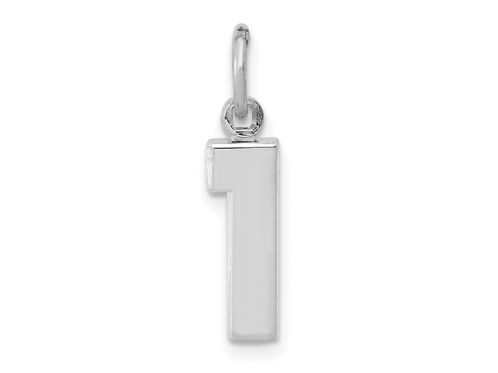FJC Finejewelers 14 kt White Gold Small Polished Number 1 Charm 15 x 4 mm