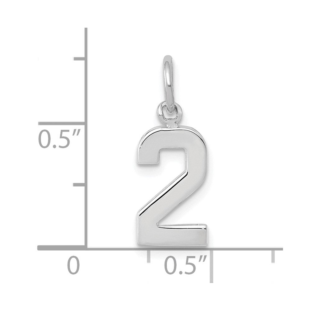 FJC Finejewelers 14 kt White Gold Small Polished Number 2 Charm 15 x 7 mm