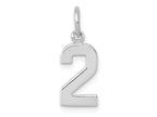 FJC Finejewelers 14 kt White Gold Small Polished Number 2 Charm 15 x 7 mm