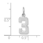 FJC Finejewelers 14 kt White Gold Small Polished Number 3 Charm 15 x 7 mm