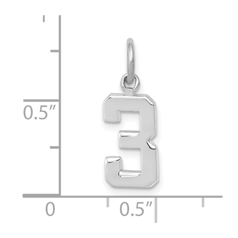 FJC Finejewelers 14 kt White Gold Small Polished Number 3 Charm 15 x 7 mm