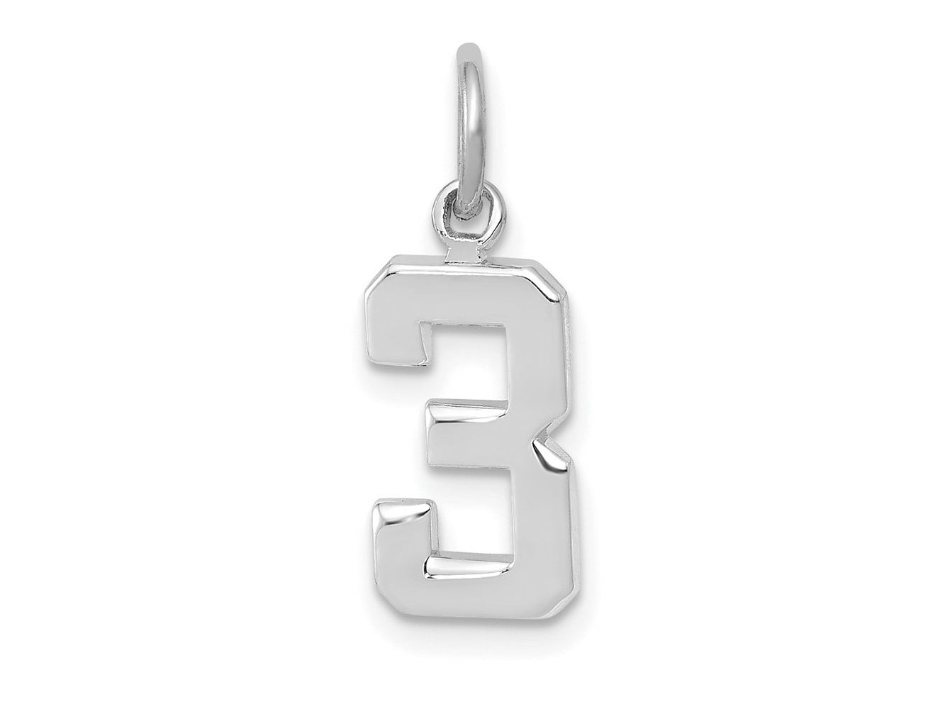 FJC Finejewelers 14 kt White Gold Small Polished Number 3 Charm 15 x 7 mm