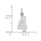 FJC Finejewelers 14 kt White Gold Small Polished Number 4 Charm 14 x 7 mm
