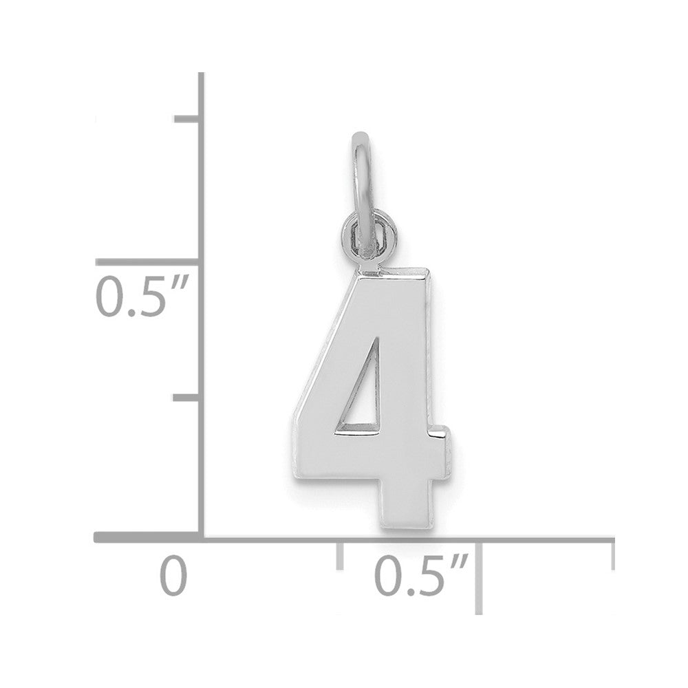 FJC Finejewelers 14 kt White Gold Small Polished Number 4 Charm 14 x 7 mm