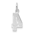FJC Finejewelers 14 kt White Gold Small Polished Number 4 Charm 14 x 7 mm