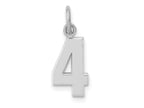 FJC Finejewelers 14 kt White Gold Small Polished Number 4 Charm 14 x 7 mm