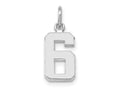 FJC Finejewelers 14 kt White Gold Small Polished Number 6 Charm 14 x 8 mm