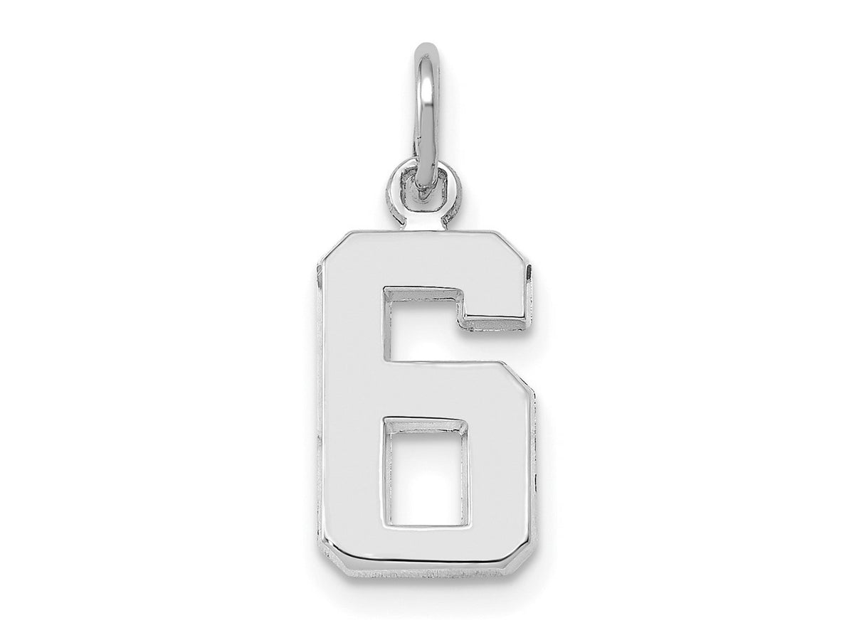 FJC Finejewelers 14 kt White Gold Small Polished Number 6 Charm 14 x 8 mm