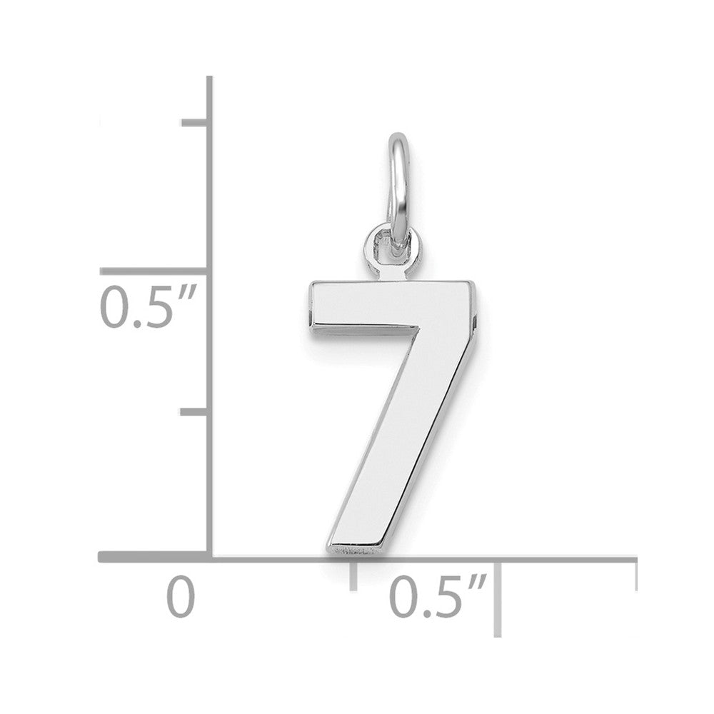 FJC Finejewelers 14 kt White Gold Small Polished Number 7 Charm 14 x 7 mm