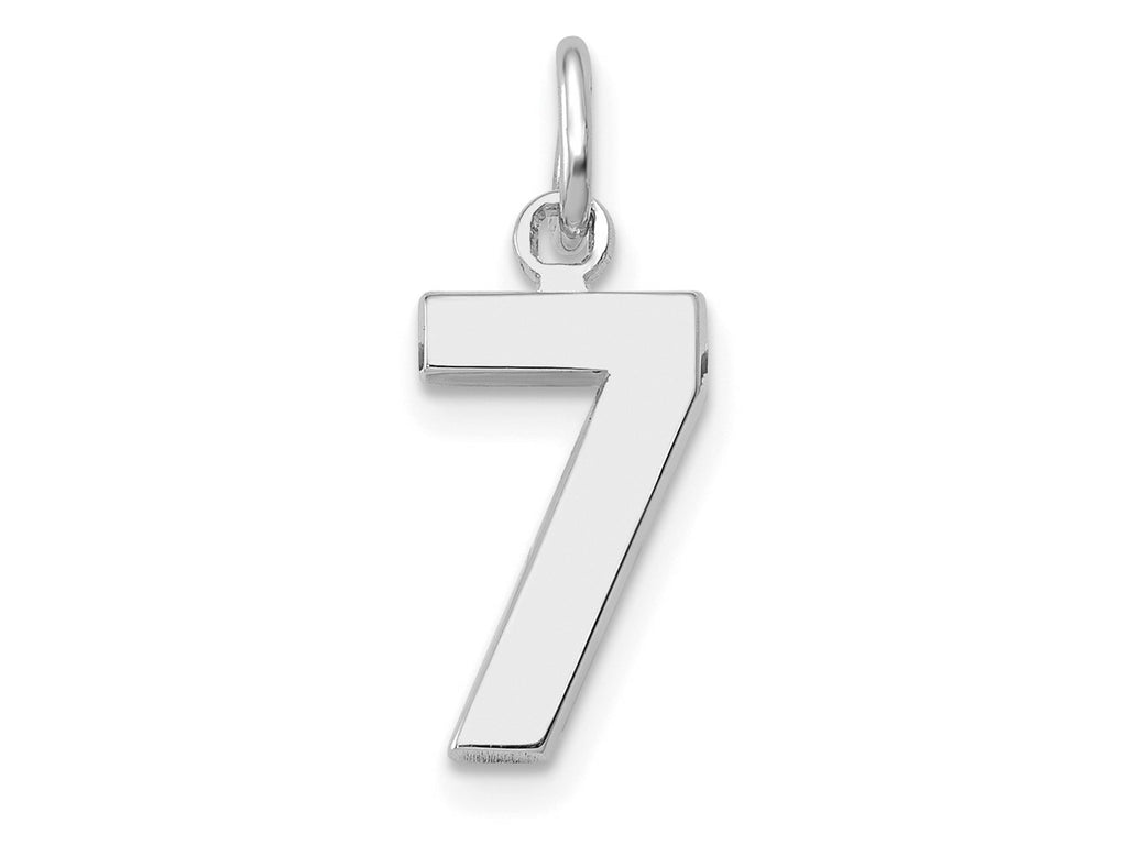 FJC Finejewelers 14 kt White Gold Small Polished Number 7 Charm 14 x 7 mm