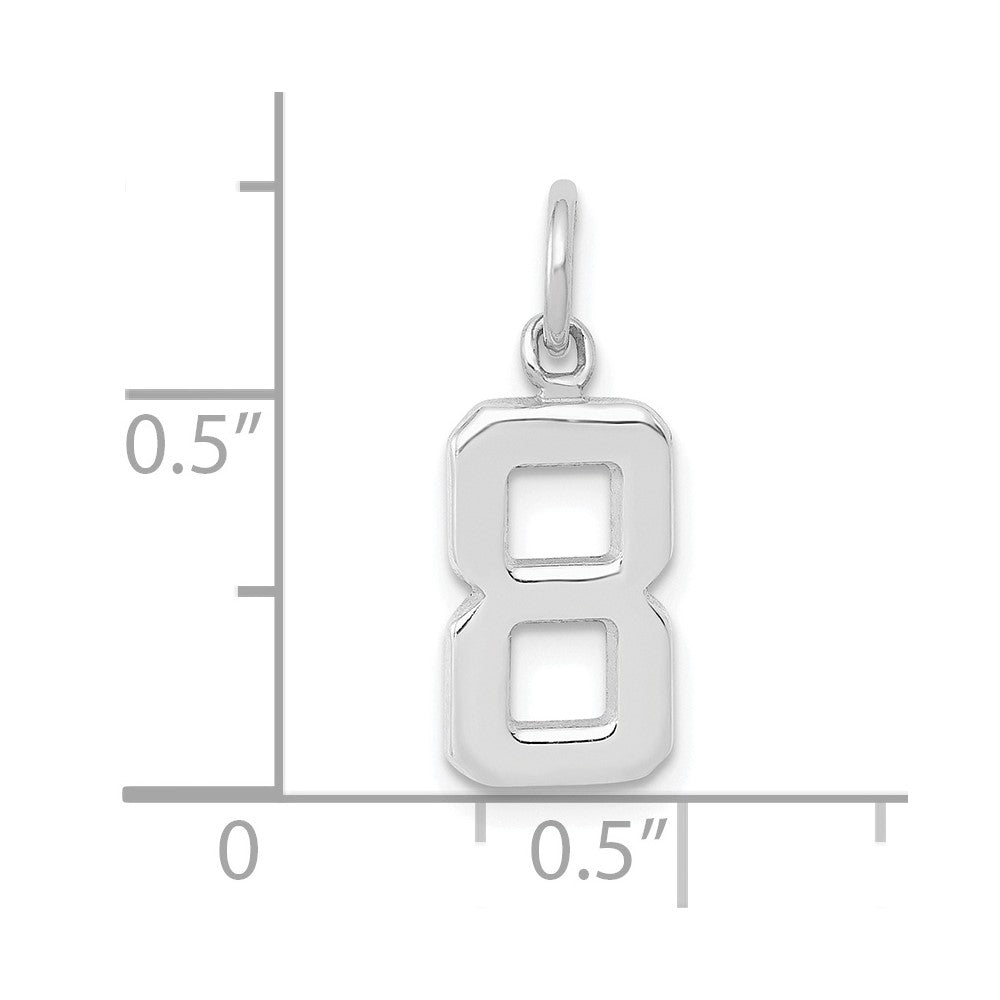 FJC Finejewelers 14 kt White Gold Small Polished Number 8 Charm 15 x 7 mm