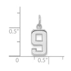 FJC Finejewelers 14 kt White Gold Small Polished Number 9 Charm 14 x 7 mm