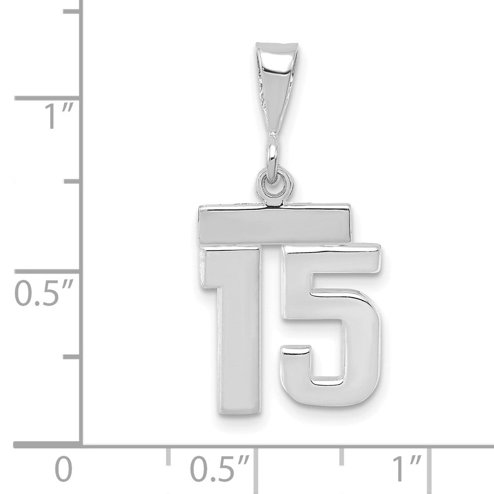 FJC Finejewelers 14 kt White Gold Small Polished Number 15 Charm