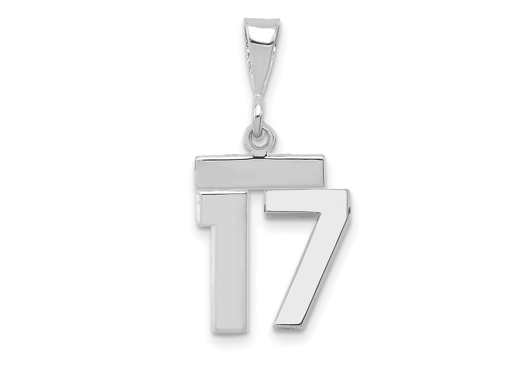 FJC Finejewelers 14 kt White Gold Small Polished Number 17 Charm
