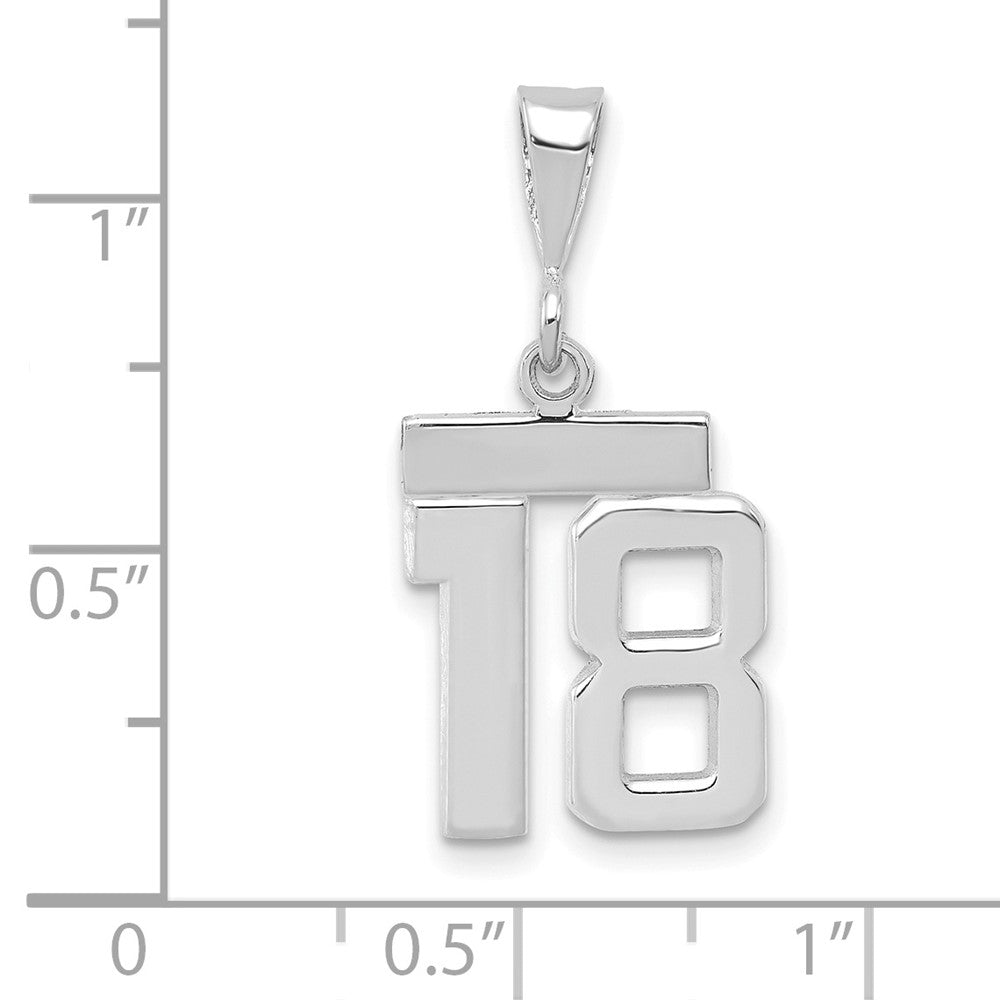 FJC Finejewelers 14 kt White Gold Small Polished Number 18 Charm