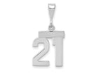 FJC Finejewelers 14 kt White Gold Small Polished Number 21 Charm
