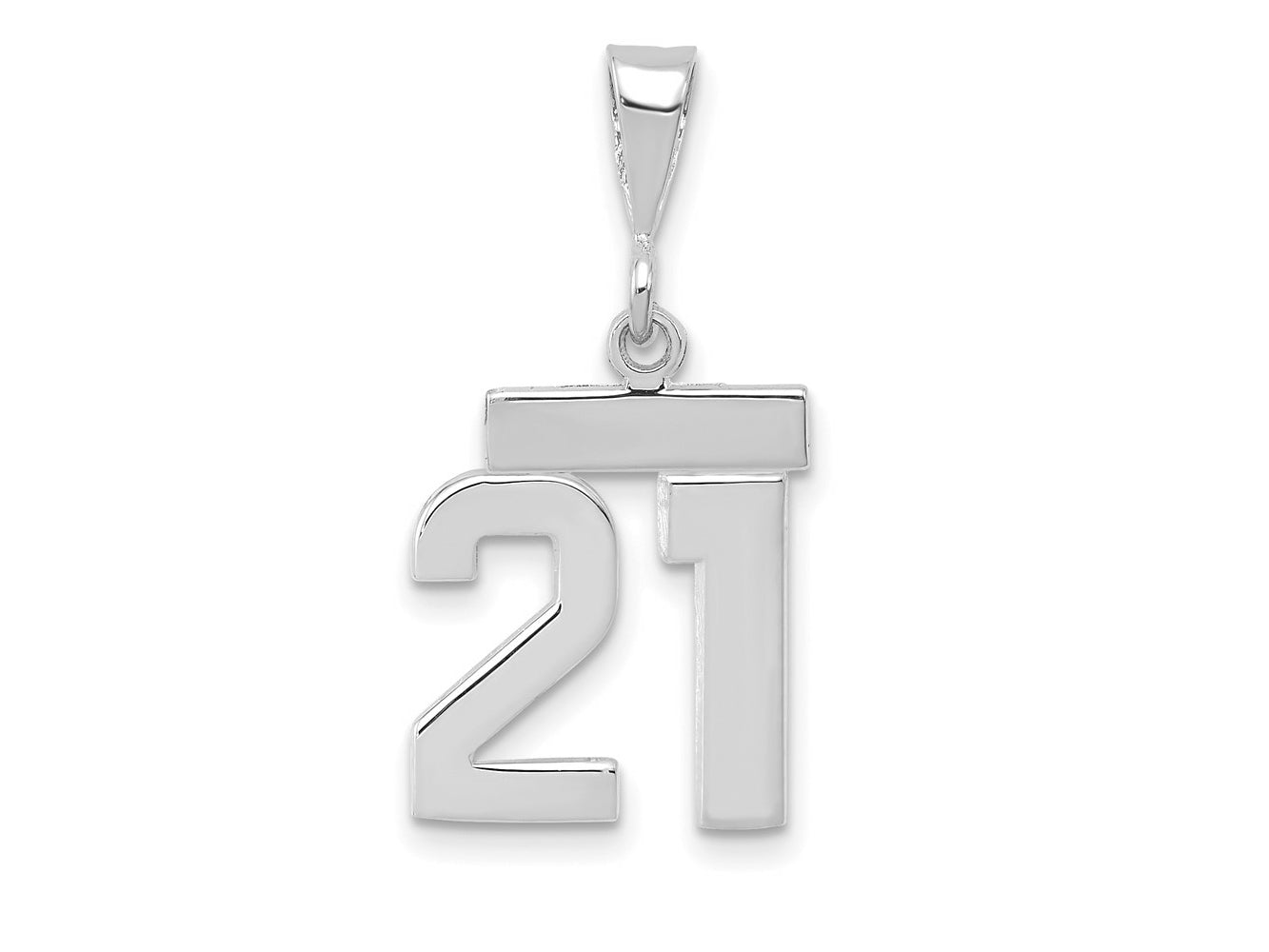 FJC Finejewelers 14 kt White Gold Small Polished Number 21 Charm
