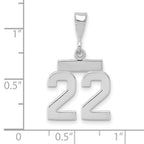 FJC Finejewelers 14 kt White Gold Small Polished Number 22 Charm