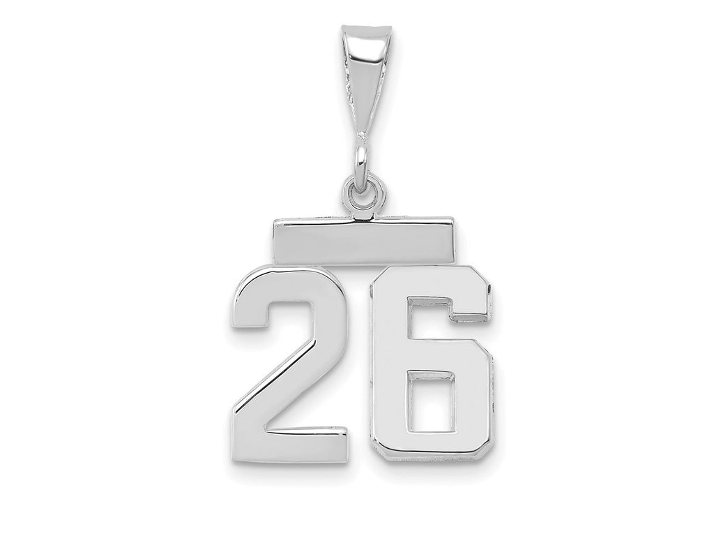 FJC Finejewelers 14 kt White Gold Small Polished Number 26 Charm