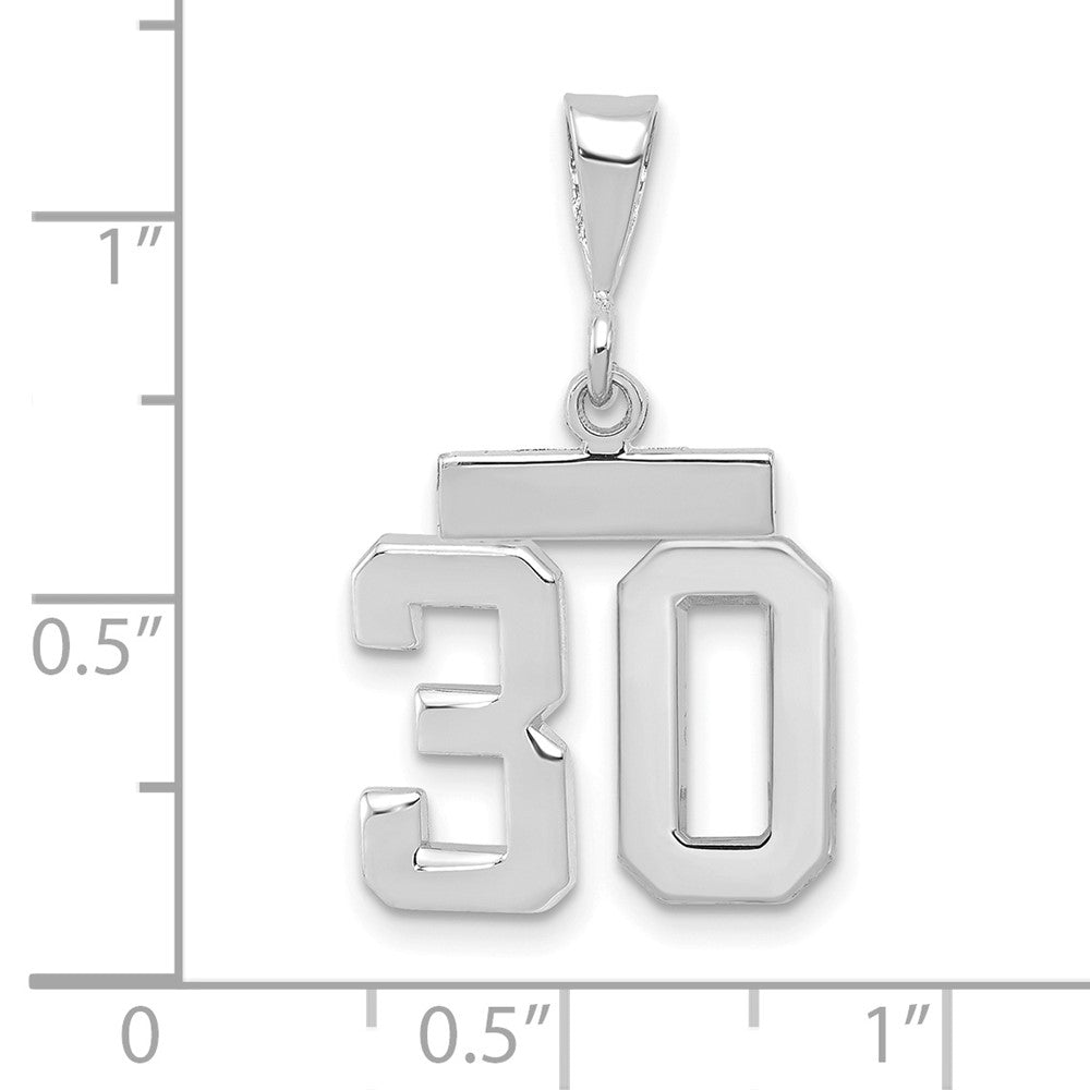 FJC Finejewelers 14 kt White Gold Small Polished Number 30 Charm