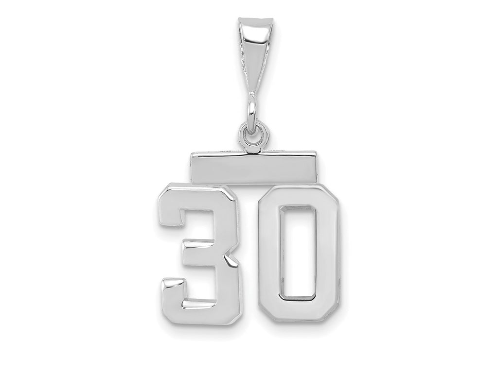 FJC Finejewelers 14 kt White Gold Small Polished Number 30 Charm