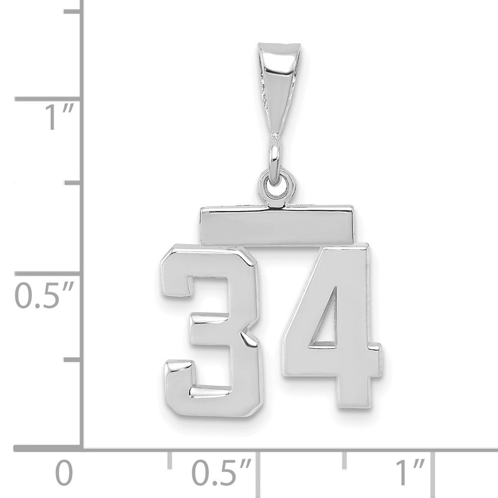FJC Finejewelers 14 kt White Gold Small Polished Number 34 Charm