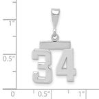 FJC Finejewelers 14 kt White Gold Small Polished Number 34 Charm