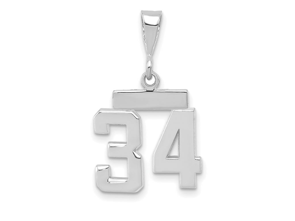 FJC Finejewelers 14 kt White Gold Small Polished Number 34 Charm