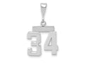 FJC Finejewelers 14 kt White Gold Small Polished Number 34 Charm