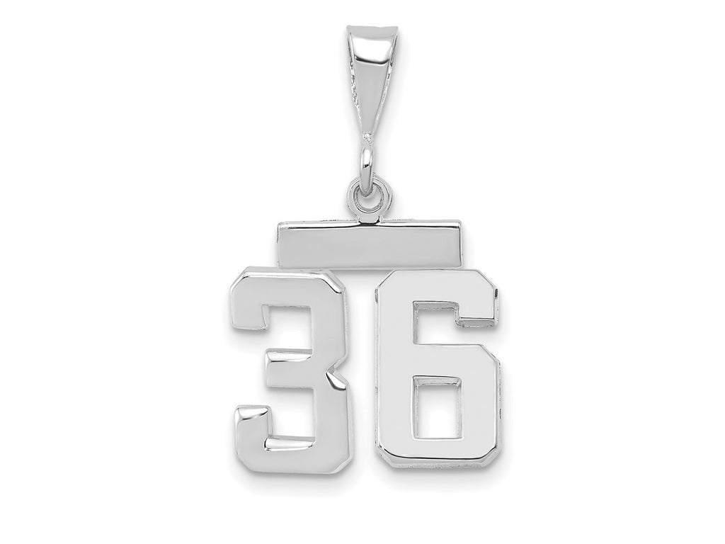 FJC Finejewelers 14 kt White Gold Small Polished Number 36 Charm