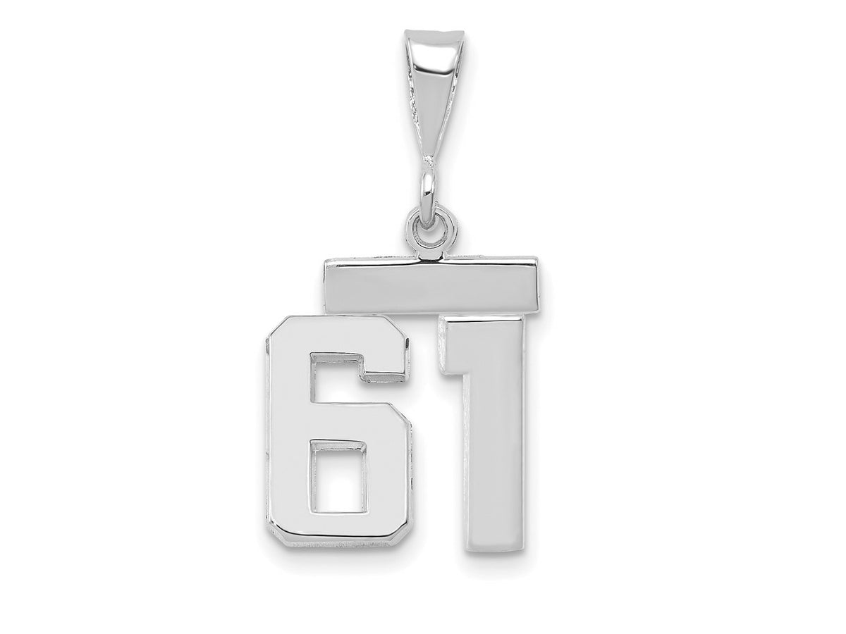 FJC Finejewelers 14 kt White Gold Small Polished Number 61 Charm