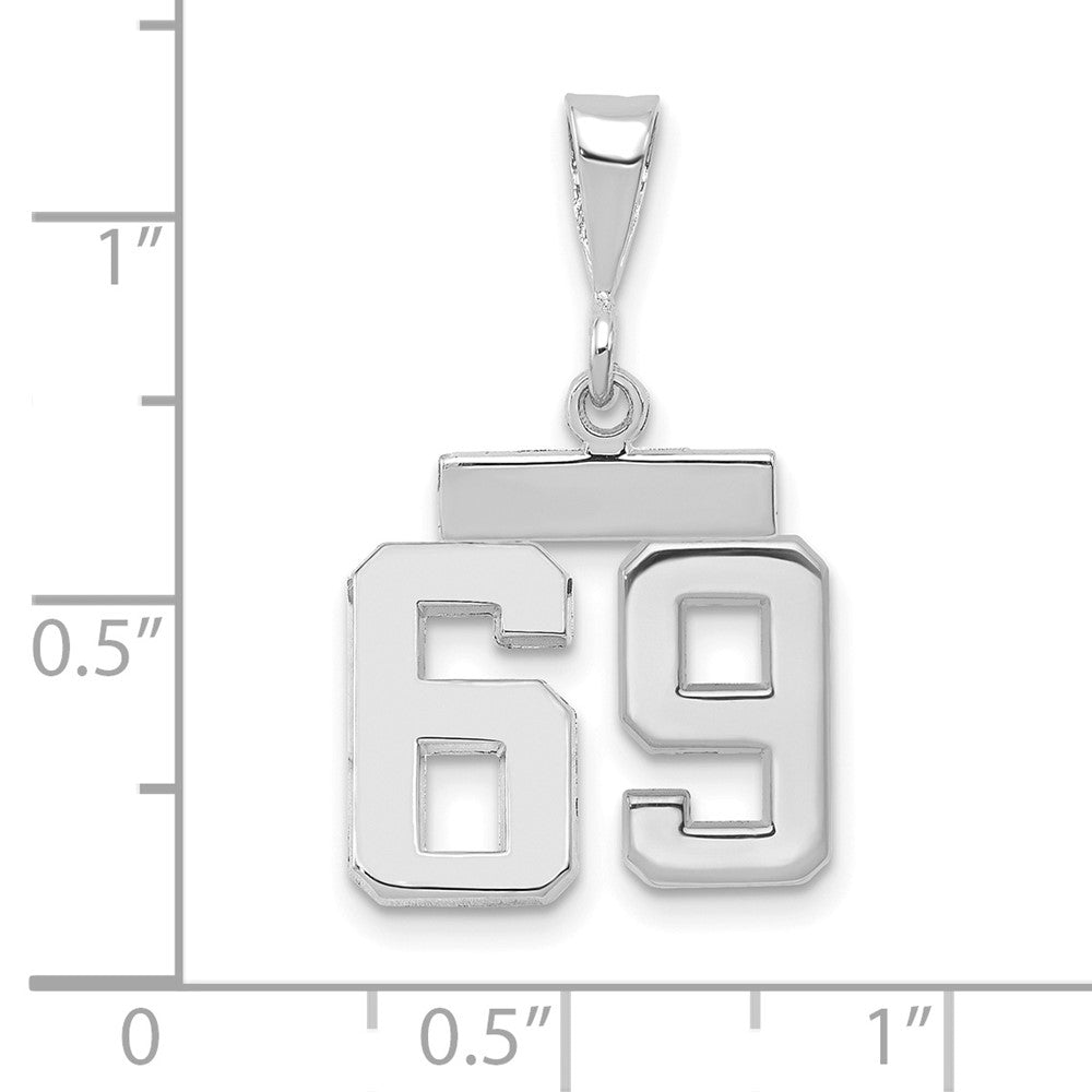 FJC Finejewelers 14 kt White Gold Small Polished Number 69 Charm