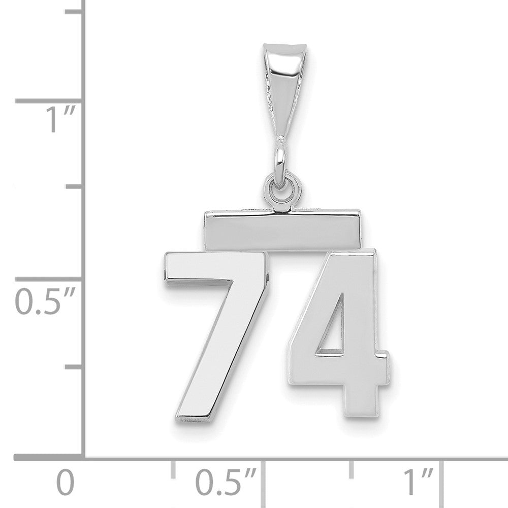 FJC Finejewelers 14 kt White Gold Small Polished Number 74 Charm