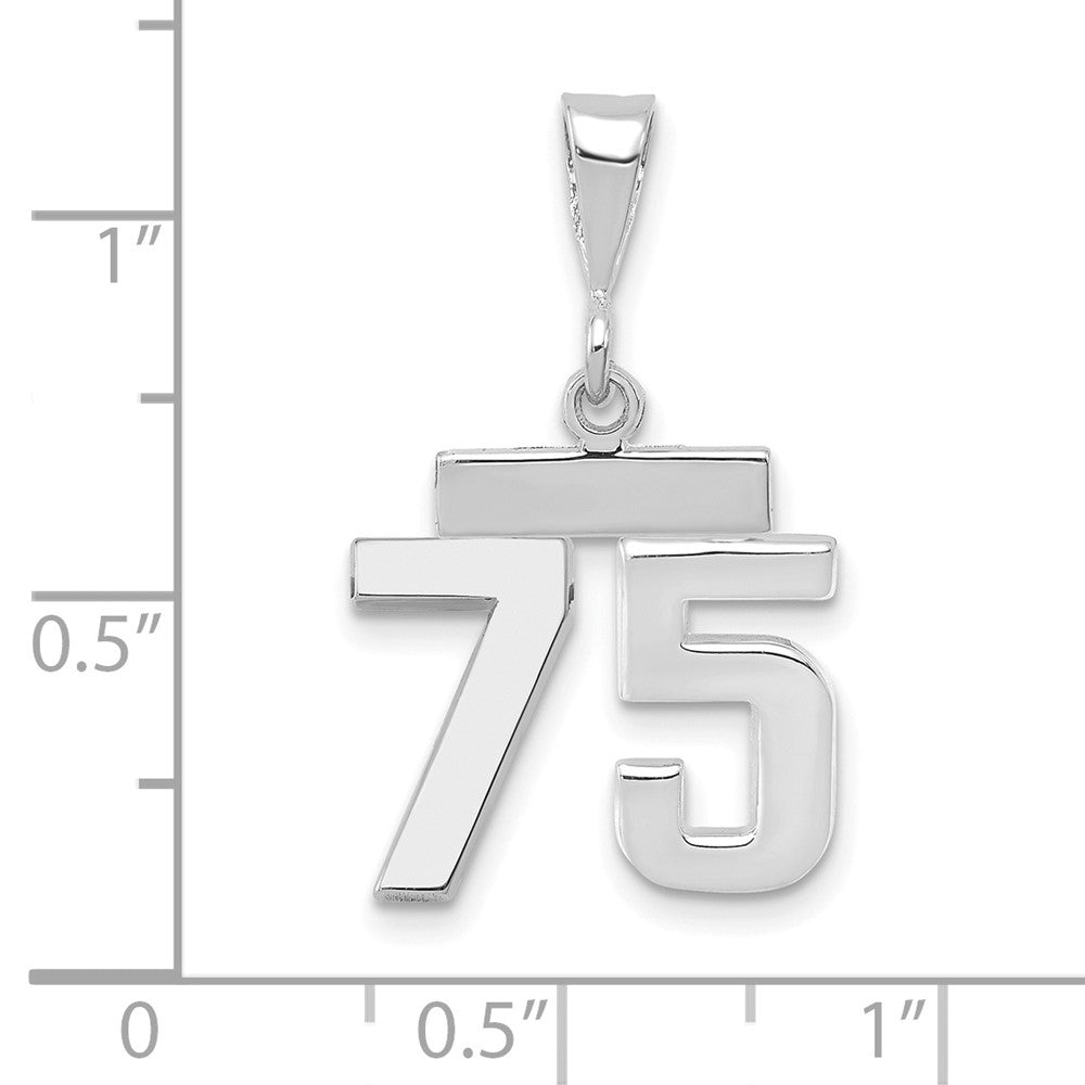 FJC Finejewelers 14 kt White Gold Small Polished Number 75 Charm