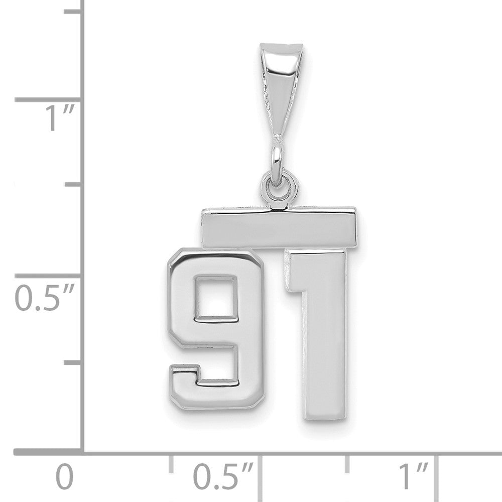 FJC Finejewelers 14 kt White Gold Small Polished Number 91 Charm